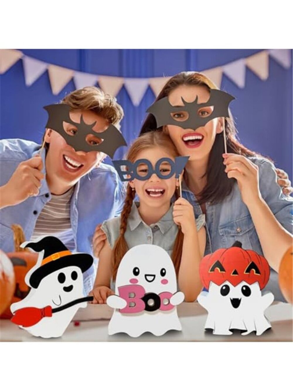 Cute Ghost Halloween Decorations Indoor: Wooden Ghost Decor Table Signs Set of 5 - Picture 6 of 6